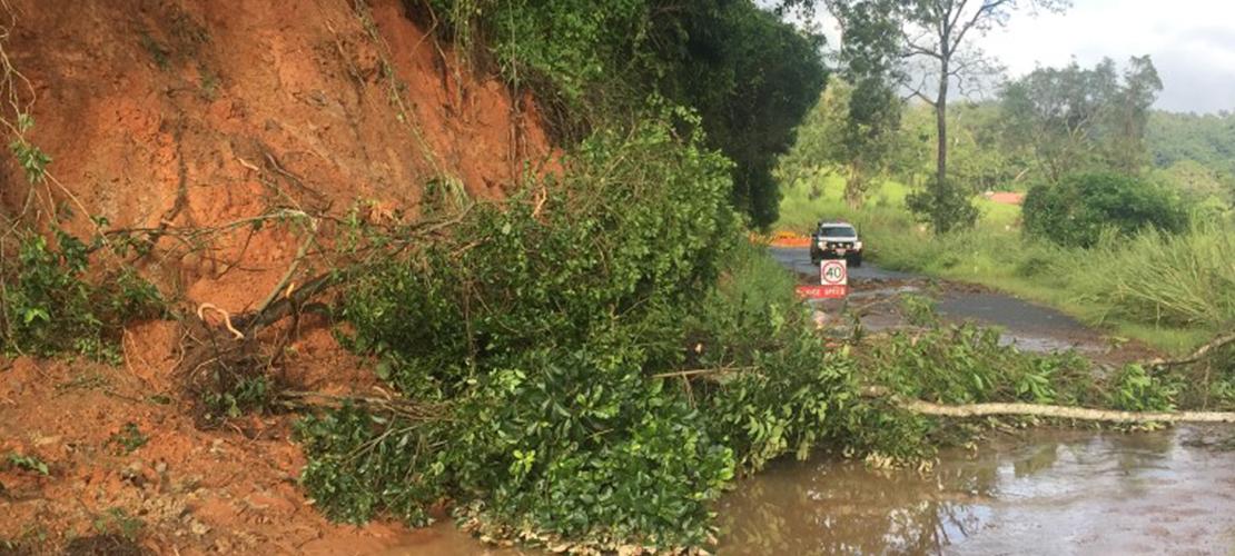 Road blocked by landslide