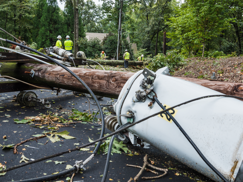 Power lines over road