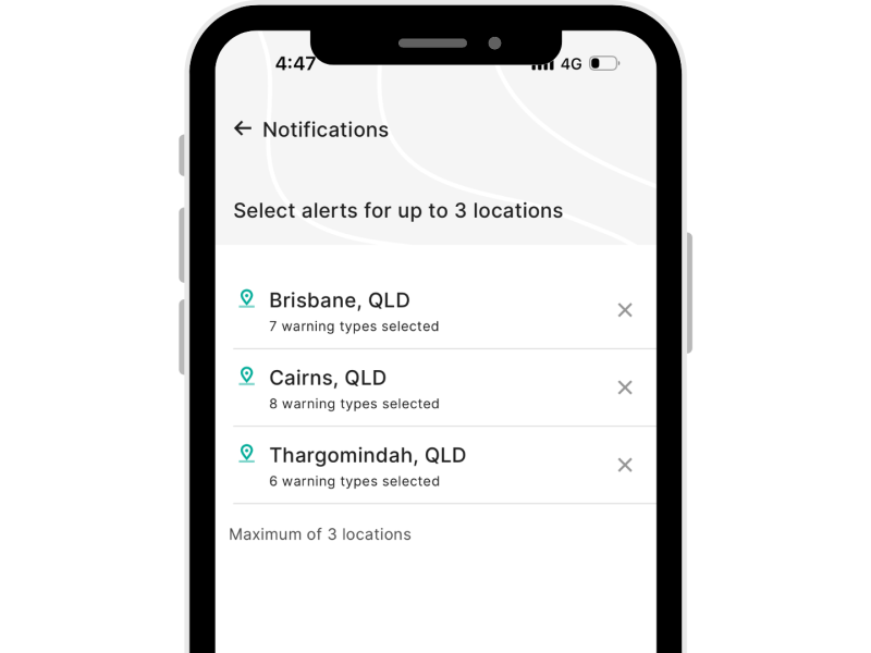 BOM Weather App - Set 3 locations